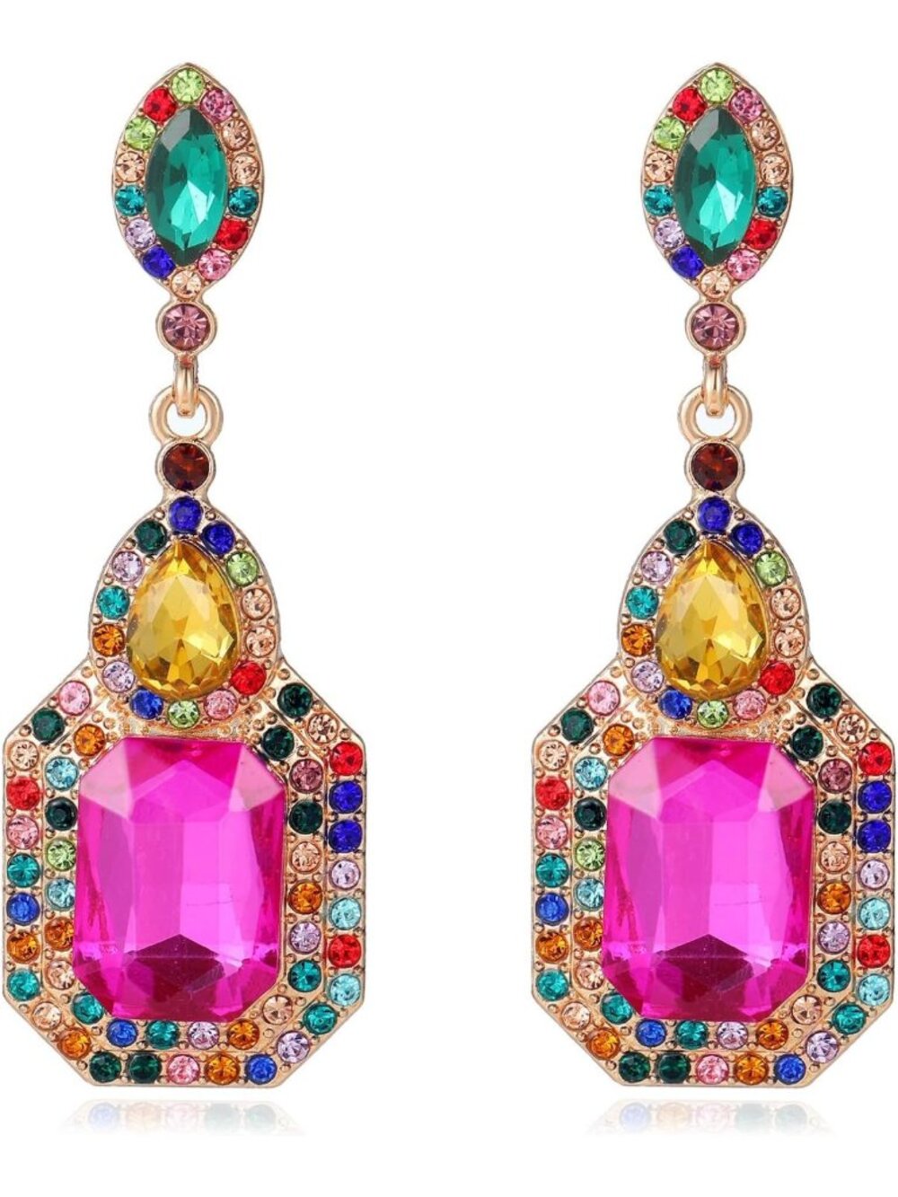 Vintage Rhinestone Dangle Earrings - Bold Statement Jewelry for Women